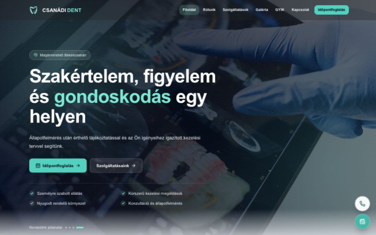 CsanadiDent – Modern dental website with a custom appointment system