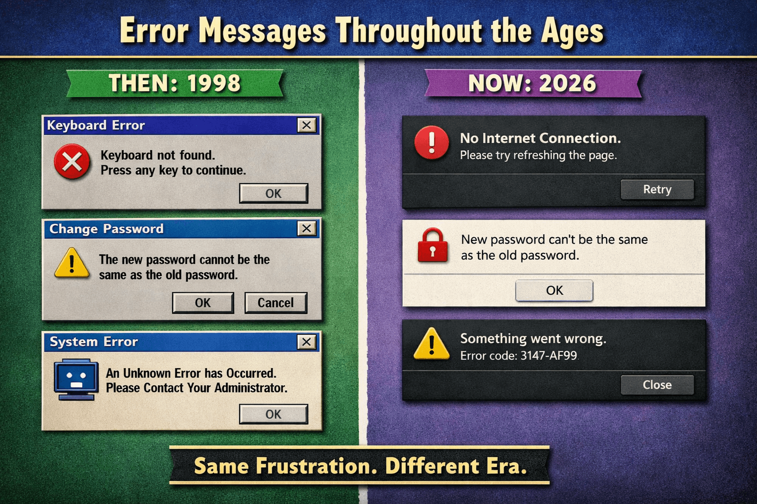 Same frustration, different era – why bad error messages still hurt UX